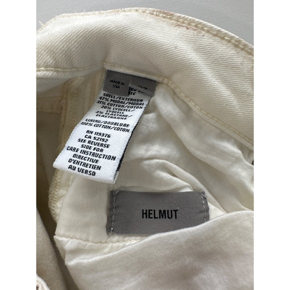 Helmut Lang Skinny Jeans Metallic Womens 27 Cream 5 Pockets Modal Cotton Blend - Picture 4 of 8